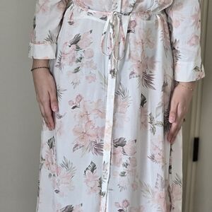 Primark Pink and Cream Floral Midi Dress